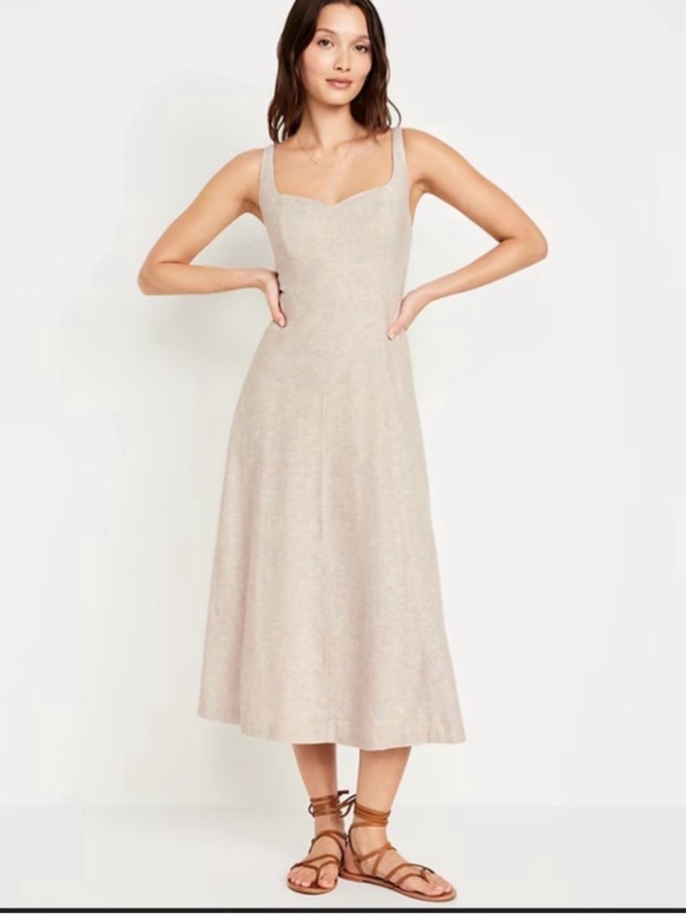 Old Navy Sleeveless Square-Neck Dress in Beige